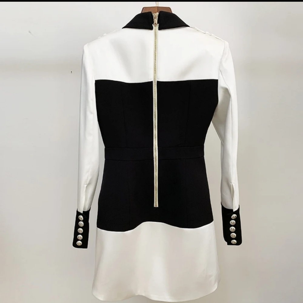 Elegant Black and White Button-Up Dress - Picture 14 of 16